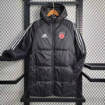 2023-24 Bayern Black Hooded Cotton Coat White Edge (白色边) 棉衣