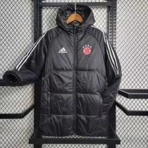 2023-24 Bayern Black Hooded Cotton Coat White Edge (白色边) 棉衣