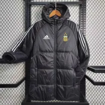 2023-24 Argentina Black Hooded Cotton Coat White Edge (白色边) 棉衣