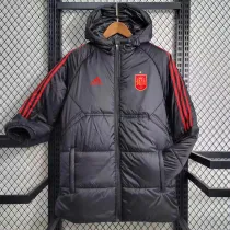 2023-24 Spain Black Hooded Cotton Coat Red Edge (红色边) 棉衣