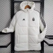 2023-24 Argentina White Hooded Cotton Coat Black Edge (黑色边) 棉衣