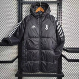 2023-24 JUV Black Hooded Cotton Coat Red Edge (白色边) 棉衣