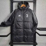 2023-24 JUV Black Hooded Cotton Coat Red Edge (白色边) 棉衣