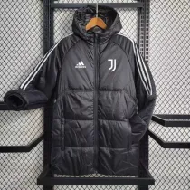 2023-24 JUV Black Hooded Cotton Coat Red Edge (白色边) 棉衣