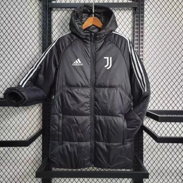 2023-24 JUV Black Hooded Cotton Coat Red Edge (白色边) 棉衣