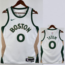 2023-24 CELTICS TATUM #0 White City Edition Home Top Quality Hot Pressing NBA Jersey