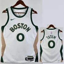 2023-24 CELTICS TATUM #0 White City Edition Home Top Quality Hot Pressing NBA Jersey