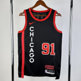 2023-24 BULLS RODMAN #91 Black City Edition Top Quality Hot Pressing NBA Jersey
