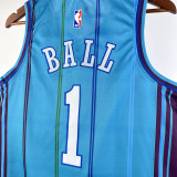 2023-24 HORNETS BALL #1 Blue Top Quality Hot Pressing NBA Jersey (Retro Logo)