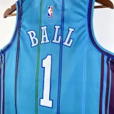 2023-24 HORNETS BALL #1 Blue Top Quality Hot Pressing NBA Jersey (Retro Logo)