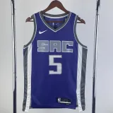 2023-24 KINGS FOX #5 Purple Away Top Quality Hot Pressing NBA Jersey(V领）