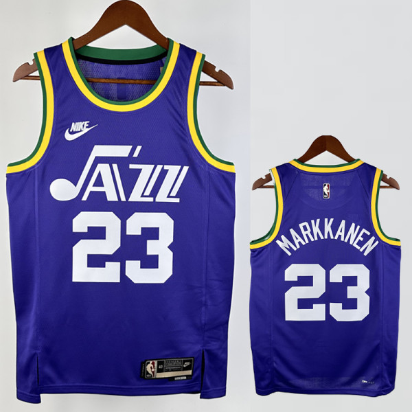 2023-24 JAZZ MARKKANEN #23 purple Top Quality Top Quality Hot Pressing NBA Jersey (Retro Logo)