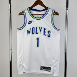 2023-24 TIMBERWOLVES ANDERSON #1 White Top Quality Hot Pressing NBA Jersey (Retro Logo)
