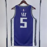 2023-24 KINGS FOX #5 Purple Away Top Quality Hot Pressing NBA Jersey(V领）