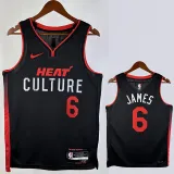 2023-24 HEAT JAMES #6 Black City Edition Top Quality Hot Pressing NBA Jersey (V领）