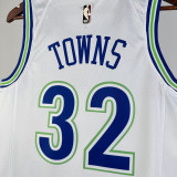 2023-24 TIMBERWOLVES TOWNS #32 White Top Quality Hot Pressing NBA Jersey (Retro Logo)