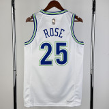 2023-24 TIMBERWOLVES ROSE #25 White Top Quality Hot Pressing NBA Jersey (Retro Logo)