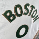 2023-24 CELTICS TATUM #0 White City Edition Home Top Quality Hot Pressing NBA Jersey