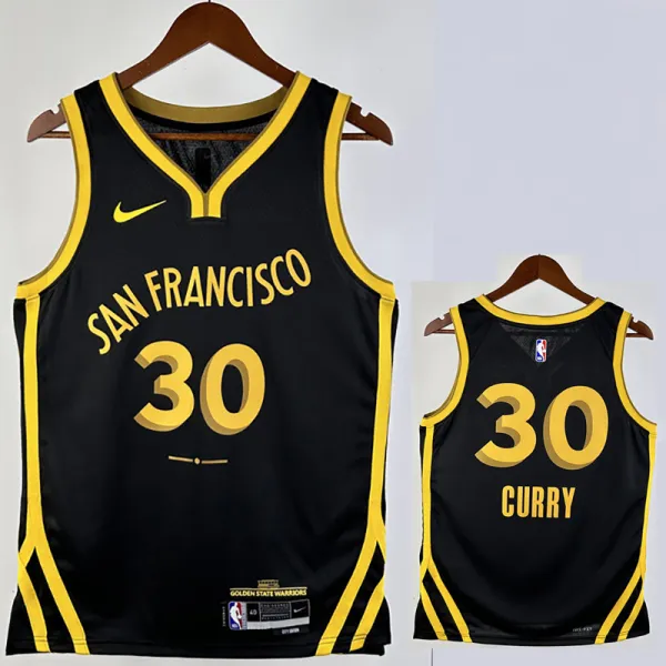 2023-24 WARRIORS CURRY #30 Black City Edition Top Quality Hot Pressing NBA Jersey (V领)