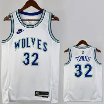 2023-24 TIMBERWOLVES TOWNS #32 White Top Quality Hot Pressing NBA Jersey (Retro Logo)