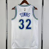 2023-24 TIMBERWOLVES TOWNS #32 White Top Quality Hot Pressing NBA Jersey (Retro Logo)