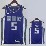 2023-24 KINGS FOX #5 Purple Away Top Quality Hot Pressing NBA Jersey(V领）