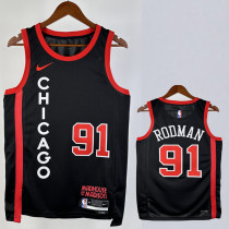 2023-24 BULLS RODMAN #91 Black City Edition Top Quality Hot Pressing NBA Jersey