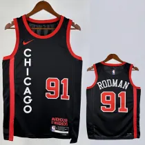 2023-24 BULLS RODMAN #91 Black City Edition Top Quality Hot Pressing NBA Jersey