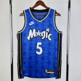 2023-24 Magic BAANCHERO #5 Dark Blue Top Quality Hot Pressing NBA Jersey (Retro Logo)(V领)