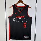 2023-24 HEAT JAMES #6 Black City Edition Top Quality Hot Pressing NBA Jersey (V领）