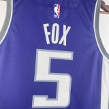 2023-24 KINGS FOX #5 Purple Away Top Quality Hot Pressing NBA Jersey(V领）