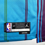 2023-24 HORNETS BALL #1 Blue Top Quality Hot Pressing NBA Jersey (Retro Logo)