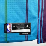 2023-24 HORNETS BALL #1 Blue Top Quality Hot Pressing NBA Jersey (Retro Logo)