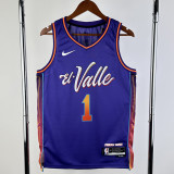 2023-24 SUNS BOOKER #1 Purple City Edition Top Quality Hot Pressing NBA Jersey