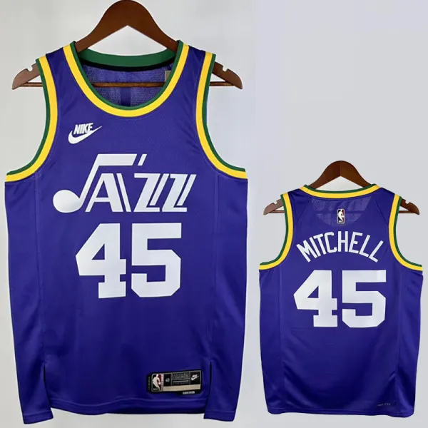 2023-24 JAZZ MITCHELL #45 purple Top Quality Top Quality Hot Pressing NBA Jersey (Retro Logo)