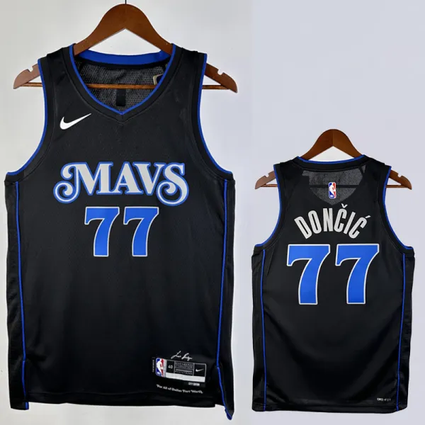 2023-24 Dallas Mavericks DONCIC #77 Black City Edition Top Quality Hot Pressing NBA Jersey(V领)