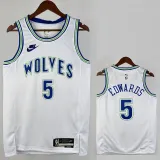 2023-24 TIMBERWOLVES ERDWARDS #5 White Top Quality Hot Pressing NBA Jersey(Retro Logo)