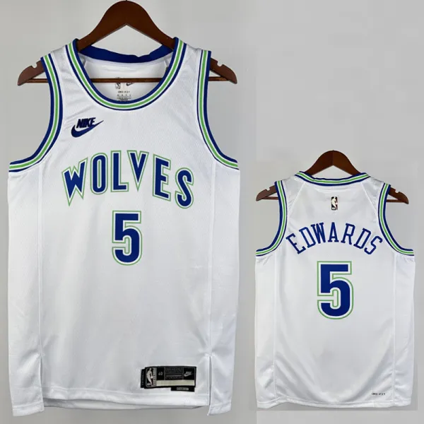 2023-24 TIMBERWOLVES ERDWARDS #5 White Top Quality Hot Pressing NBA Jersey(Retro Logo)