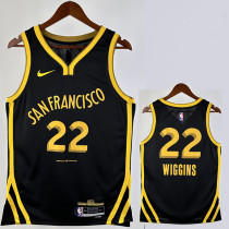2023-24 WARRIORS WIGGINS #22 Black City Edition Top Quality Hot Pressing NBA Jersey (V领)