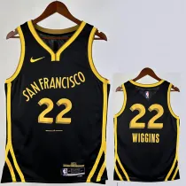 2023-24 WARRIORS WIGGINS #22 Black City Edition Top Quality Hot Pressing NBA Jersey (V领)
