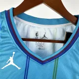 2023-24 HORNETS BALL #1 Blue Top Quality Hot Pressing NBA Jersey (Retro Logo)