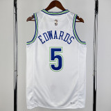 2023-24 TIMBERWOLVES ERDWARDS #5 White Top Quality Hot Pressing NBA Jersey(Retro Logo)