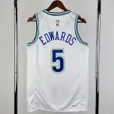 2023-24 TIMBERWOLVES ERDWARDS #5 White Top Quality Hot Pressing NBA Jersey(Retro Logo)