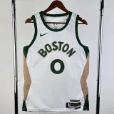 2023-24 CELTICS TATUM #0 White City Edition Home Top Quality Hot Pressing NBA Jersey