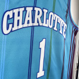 2023-24 HORNETS BALL #1 Blue Top Quality Hot Pressing NBA Jersey (Retro Logo)