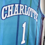 2023-24 HORNETS BALL #1 Blue Top Quality Hot Pressing NBA Jersey (Retro Logo)