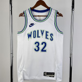 2023-24 TIMBERWOLVES TOWNS #32 White Top Quality Hot Pressing NBA Jersey (Retro Logo)