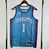 2023-24 HORNETS BALL #1 Blue Top Quality Hot Pressing NBA Jersey (Retro Logo)