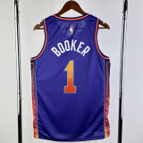 2023-24 SUNS BOOKER #1 Purple City Edition Top Quality Hot Pressing NBA Jersey
