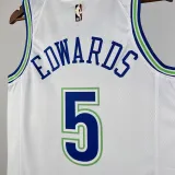 2023-24 TIMBERWOLVES ERDWARDS #5 White Top Quality Hot Pressing NBA Jersey(Retro Logo)